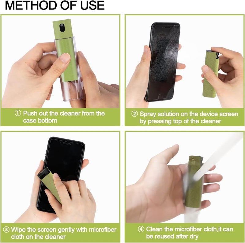 walrfid Screen Cleaner Touchscreen Mist Spray, Cleaning Kit for Electronic Smart Phone TV, Laptop, Tablet, PC, Computer LCD Flat Screens, Eyeglasses, Compatible with iPhone iPad MacBook Pro - Green - Image 3